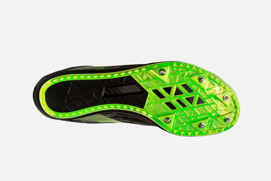 ELMN8 v5 Brooks Spikes Shoes NZ Mens - Black/Green - ZDXMEQ-219